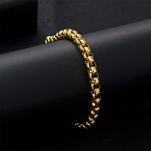 Classic Gold <b>Silver</b> Plated Zircon Chain Link Bracelet Durable Stainless Steel Unisex Wrist Jewelry - Product Image 2