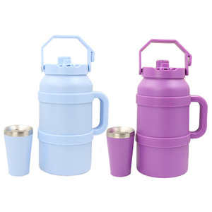 Nouvelle bouilloire isotherme portable en acier inoxydable grande capacité pour voiture et extérieur avec poignée, paille et cuillère, seau isotherme - Product Image 4