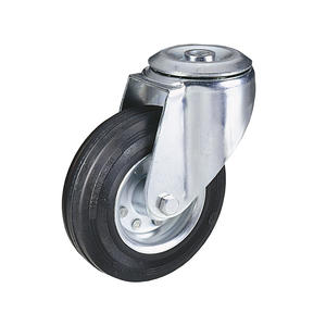Roue pivotante Ttake avec plaque supérieure de 2,0 mm, roulement à billes en acier, bande de roulement robuste, grise, sans frein, trou traversant rond - Product Image 1