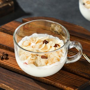 Sublimación <span class=keywords><strong>Desayuno</strong></span> Té de la leche Taza de café Taza 14oz 15oz Taza de café de vidrio transparente Taza con asa Tapa y cuchara de madera de bambú - Product Image 3