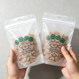 Sacs Doypack givrés personnalisés imprimés en usine en Indonésie, 250g, 500g, 1kg, avec fermeture éclair refermable pour friandises pour chiens et chats - Product Image 1