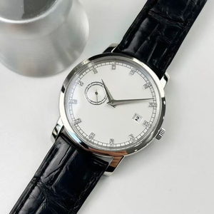 Reloj de pulsera de lujo para hombre, nuevo modelo 2026, con esfera blanca, índices de diamante, caja plateada, resistente al agua, movimiento mecánico, pequeños segundos y fecha. - Product Image 2