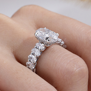 Messi Jewelry MSR-2138 14K Gold Oval Shape Hidden Halo Lab Grown <b>Diamond</b> <b>Ring</b> Engagement <b>ring</b> - Product Image 6
