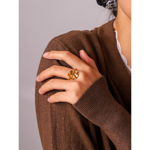 Vintage French Flower Open <b>Ring</b> for Women, High-grade INS Aesthetic Stainless Steel Adjustable Titanium Steel Finger <b>Ring</b> Daily - Product Image 5