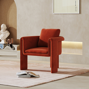 Chaise italienne nordique de luxe en tissu pour salon avec <span class=keywords><strong>accoudoir</strong></span> Chaise à coussin de dossier Combinaison de table basse Chaise de canapé de loisirs - Product Image 1