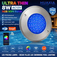 Huaxia Ultra Thin 8W AC12V RGB Wifi Tuya IP68 Projecteur LED Submersible Rempli de Résine pour Piscine Lampe LED Piscina
