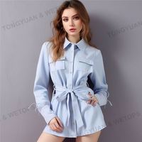 Blusa informal de manga larga con cuello de solapa para otoño y primavera, camisa con cordones para mujer, Estilo Vintage