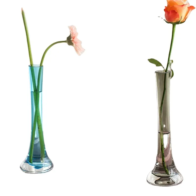 Small fresh glass vase single flower arrangement lily rose transparent modern fashion table hotel small vase decoration