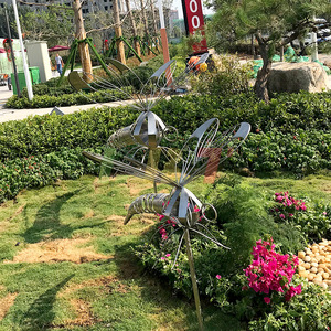 Escultura Metálica de Libélula de Acero Inoxidable, Adorno de Jardín Personalizado para Exteriores, Resistente a la Intemperie, Acabado Pulido - Product Image 4