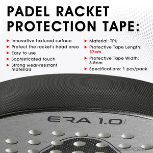 Protector de diente de sierra para raqueta de tenis de pádel, duradero, TPU transparente/Negro, cinta protectora de marco de raqueta de pádel - Product Image 5