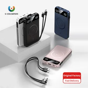 Customized wholesale Magnetic Wireless Fast Charging Power Bank 10000Mah Portable Power Banks For Iphone For xiaomi