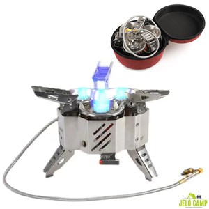 Réchaud portable <span class=keywords><strong>en</strong></span> acier inoxydable 15800W à quatre brûleurs avec allumage piézoélectrique et coupe-vent pour le <span class=keywords><strong>camping</strong></span> et autres équipements de plein air - Product Image 1