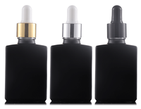 Flacons compte-gouttes en verre de luxe rectangulaires plats de 15 ml, 30 ml, 50 ml, 100 ml avec collier brillant argenté ou doré pour sérum et huile essentielle