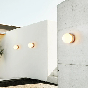 Lámpara de Pared Esférica de Travertino Amarillo para Exteriores, Iluminación Redonda Impermeable para Jardín y Villa - Product Image 3