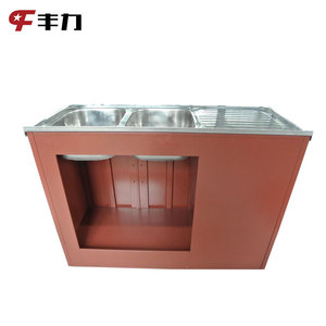 Meubles de cuisine modernes à 2 portes en acier blanc avec évier intégré, conception économique avec fonctions de drainage - Product Image 2