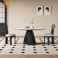 Ensemble de table à manger ronde personnalisable 6 places avec plateau tournant pour la maison, l'hôtel, meubles élégants pour salle à manger, y compris les chaises