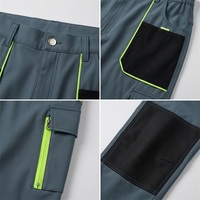 Pantalon de travail gris multi-poches pour hommes, avec empiècements aux genoux, pantalon de travail fluorescent pour mécaniciens d'atelier