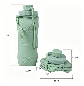 Silicone <b>Collapsible</b> <b>Water</b> <b>Bottle</b> Portable Leakproof Foldable Travel Cup for Outdoor Sports Hiking Camping Custom Brand Model - Product Image 3