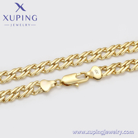 X000910002 Collier pour homme Xuping Jewelry plaqué or 14K, chaîne cubaine Hip Hop Rapper, style unique et tendance