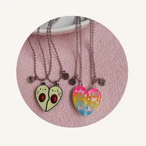 Cute Best Friends Forever Couple Necklace Friendship Heart Pendant Chains Gift