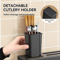 Porte-couteaux de cuisine multifonctionnel Organisateur de rangement mural sans poinçon Porte-ustensiles avec porte-serviettes
