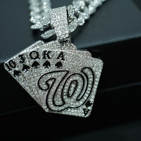 Collier pendentif de poker unisexe hip hop punk plaqué or chaîne de jeux affleurants pour femmes et hommes pour fêtes et cadeaux
