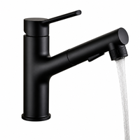 Robinet de lavabo extractible à double jet, avec bouton de commande, monocommande, à poser sur le comptoir, mitigeur en céramique
