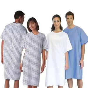 Cotton Hospital Clothing Patient Gown Non Disposable Hospital Gowns Wholesale Cotton/Polyester Patient Uniform Reusable Reusable