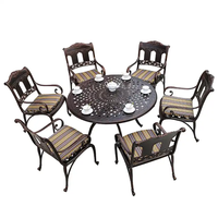 Meubles rétro d'extérieur de style européen pour cour et balcon tables et chaises en fonte d'aluminium