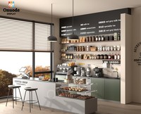 Vitrines d'exposition pour café avec éclairage LED personnalisable, comptoir de bar élégant et vitrine à gâteaux