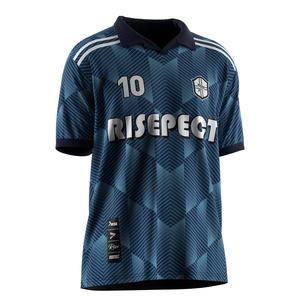 Maillot de football d'équipe avec col polo à bouton unique, doublure en maille respirante et choix de tissus optionnels pour tenue décontractée - Product Image 5