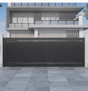 Porte coulissante de sécurité modulaire en aluminium réglable, porte de garage intérieure de villa avec ouverture poussoir-tirage, surface finie noire - Product Image 1