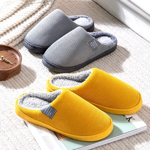 Otoño Invierno algodón para zapatillas mujeres forro polar antideslizante parte inferior amortiguación cálido uso en el hogar versiones de pareja de hombres - Product Image 3
