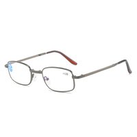Lunettes de lecture pliantes anti-bleu à monture complète en métal pour hommes et femmes, boîte de transport pouvant accrocher des lunettes de lecture confortables à la taille.