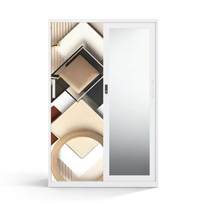 Armoire en métal avec portes coulissantes miroir et finition imprimée 1200 mm - Product Image 1