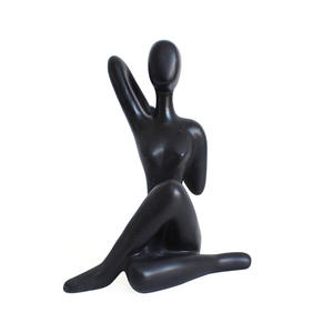 Abstract nero femminile signora Yoga statua scultura decorativa in Polyresin decorazione da scrivania per la casa per uso esterno sport Anime tema - Product Image 1