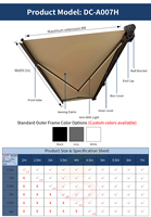 Auvent rétractable motorisé à bras articulé - Télécommande, imperméable, cadre en aluminium acrylique, protection UV, pour terrasse extérieure, jardin