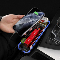 Boîte de rangement pour siège de voiture Boîte de rangement pour lumière ambiante USB Boîte de rangement multifonctionnelle Porte-gobelet pour eau Accessoires d'intérieur de voiture