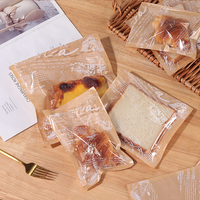 Minimalistische, robuste Kraft-OPP-Bäckereitüten mit Selbstklebeverschluss, quadratischem Boden, lebensmittelecht, mit individuellem Logo, fettdicht, umweltfreundlich, Sojatinte, weißer Druck