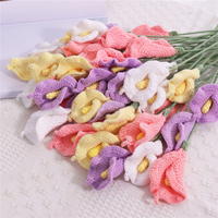 Lys artificiels en coton crocheté faits à la main pour la fête des mères, Noël, la décoration de la maison et du bureau