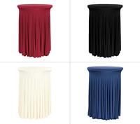 Stretch Spandex Noir Ondulé Cocktail Table Couverture Spandex Nappe Jupe Nouvelle Arrivée Tissé Carré Plante Moderne Lin Coton