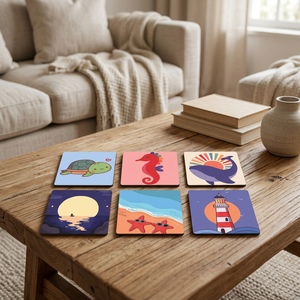 Ensemble de dessous-de-verre imprimés de dessins animés mignons, résistants à la chaleur, colorés, pour la décoration de la chambre des enfants, de la salle à manger, de la table basse - Product Image 1