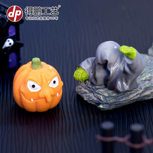 Halloween Pumpkin Ghost Resin Figurine Miniature Decoration Indoor <b>Desktop</b> Ornament - Product Image 4