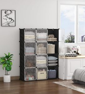 Hộp Đựng Quần Áo Tự Làm 20 Khối Giá Đựng Tủ Quần Áo Di Động Màu Đen Với Cửa Trong Suốt Màu Trắng Tủ Quần Áo Hình Khối Bằng Nhựa Tủ Quần Áo - Product Image 1