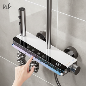 Offre Spéciale : Ensemble <span class=keywords><strong>de</strong></span> Douche en Laiton avec Effet Pluie, Vente en Gros, Système <span class=keywords><strong>de</strong></span> Douche pour Salle <span class=keywords><strong>de</strong></span> Bain à Pression d'Eau Améliorée avec Affichage Numérique et Touches <span class=keywords><strong>Piano</strong></span> - Product Image 1