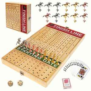 Juego de Mesa de Carreras de Caballos, Tamaño Grande de 21 Pulgadas, con 11 Caballos Metálicos, Tablero Plegable, Juego Familiar para Fiestas - Product Image 4