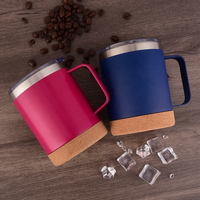 Tasses en acier inoxydable style industriel nordique 12oz réutilisables à double paroi sous vide, personnalisables, avec base en liège anti-fuite, pour cadeaux et fêtes