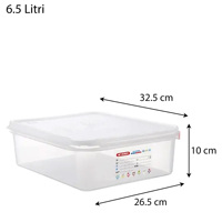 Contenedor de Almacenamiento de Alimentos Araven GastroNORM GN 1/2 con Apertura Simple, 6.5 L, 32.5x26.5x10h cm, Hermético con Doble Sellado