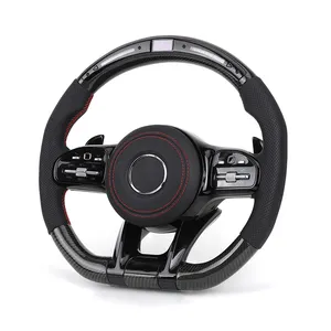 Half Perforated Leather Carbon LED Steering Wheel For Mercedes Benz W213 W205 206 W222 GLC X253 C253 CLA W117 CLA45 S63 C63 AMG