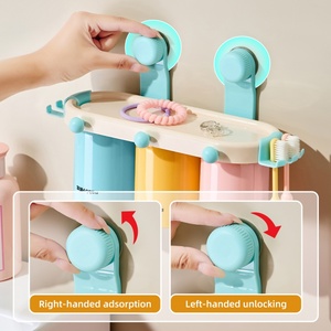 Waterproof Durable Wall Mounted Bath Shelf 4/3/2-Person Family <b>Punch</b>-Free Toothbrush Rack Mouthwash Bathroom - Product Image 3